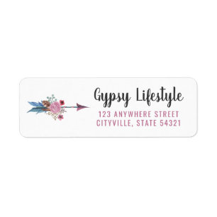Boho Chic Rústico Flecha de Pena Rosa Etiqueta de