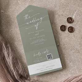 Boho Chic Sage Green QR Code Mail in Wedding
