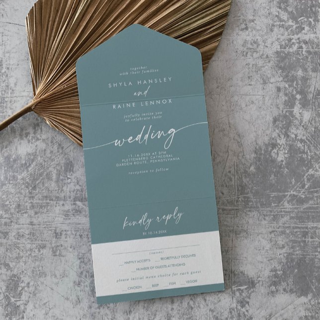 Boho Chic Seafoam Teal Meal Choice Casamento RSVP (Criador carregado)