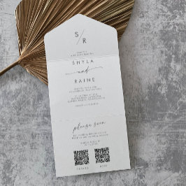 Boho Chic Silver Cinza Código QR Duplo Casamento