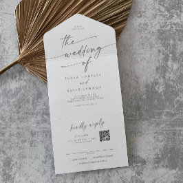 Boho Chic Silver Cinza QR Code Mail in Wedding