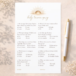Boho Chic Sol Neutro Jogos de Chuveiro Bebê Trivia