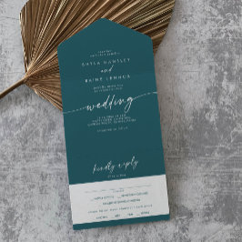Boho Chic Teal Blue Meal Choice Casamento RSVP