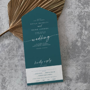 Boho Chic Teal Blue Meal Choice Casamento RSVP