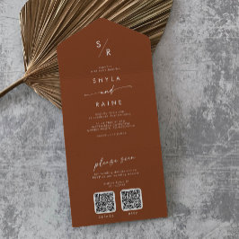 Boho Chic Terracotta Código QR Duplo Casamento