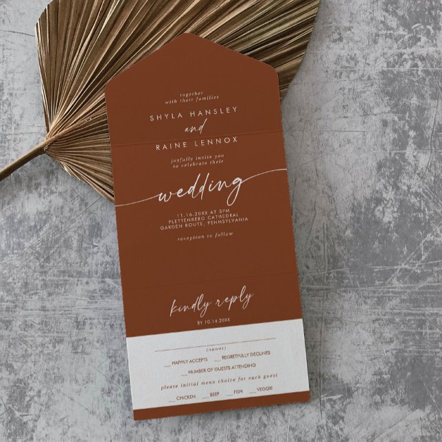 Boho Chic Terracotta Meal Choice Casamento RSVP (Criador carregado)