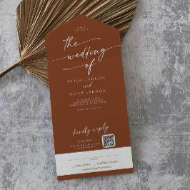 Boho Chic Terracotta QR Code Mail in Wedding