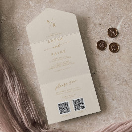 Boho Chic Vintage Dourado Código QR Duplo Casament