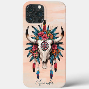 Boho Chic Watercolor Tribal Floral Cow Skype