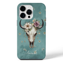 Boho Chic Watercolor Vaca Floral Teal