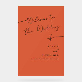 Boho Chic Wedding Acrylic Sign Welcome.