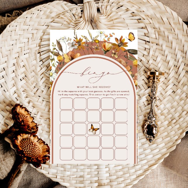 Boho Chic Wildflower Arch Bridal Bingo Game (Criador carregado)