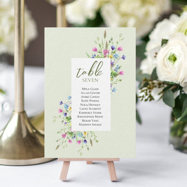Boho chic Wildflower Script Placas de Casamento (Criador carregado)