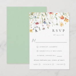 Boho Chic Wildflower Wedding Meal Choice RSVP Card