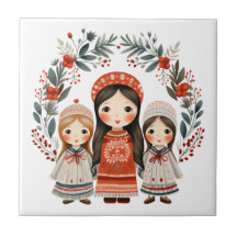 Boho Christmas Girls Scandinavian Folart