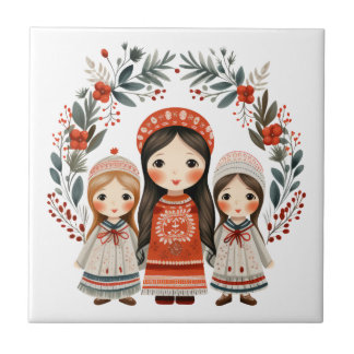Boho Christmas Girls Scandinavian Folart