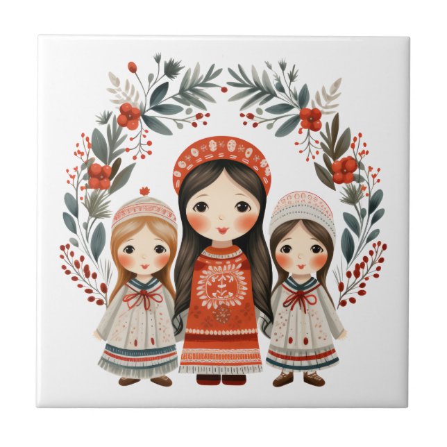 Boho Christmas Girls Scandinavian Folart (Frente)