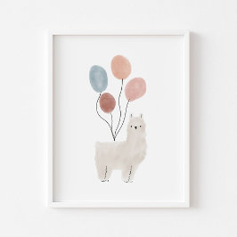 Boho color Lama com balões poster