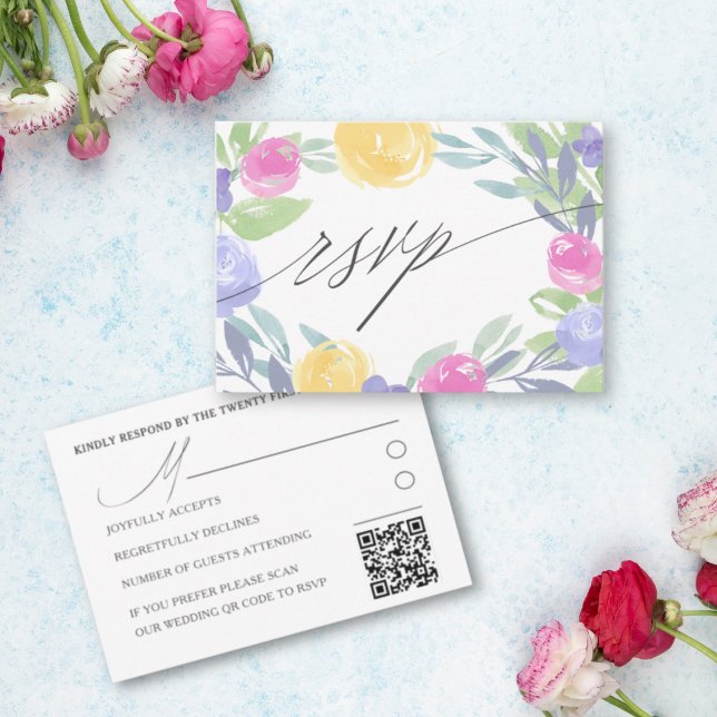 Boho Colorful Floral Watercolor Casamento RSVP (Criador carregado)