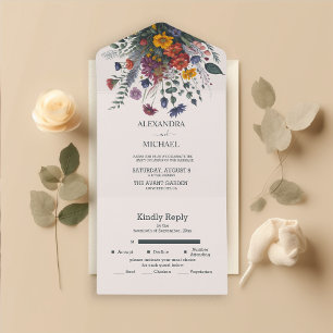 Boho Colorido Casamento de Flores Silvestres Aquar