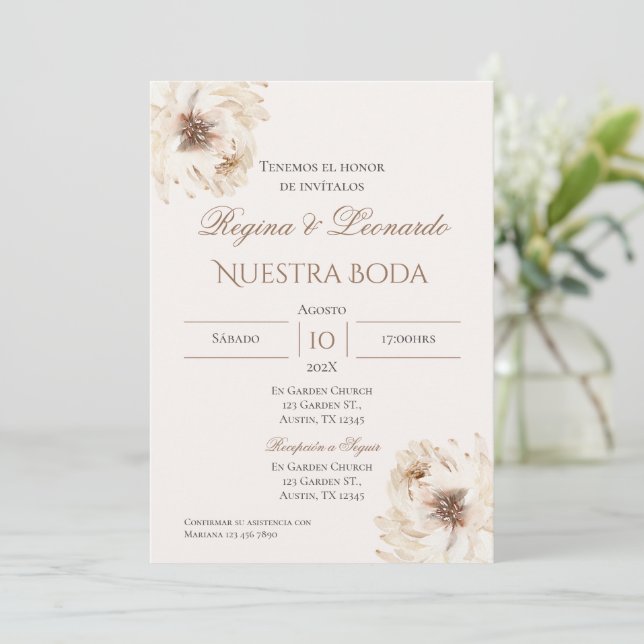 Boho - Convite De Casamento Espanhol (Em pé/Frente)