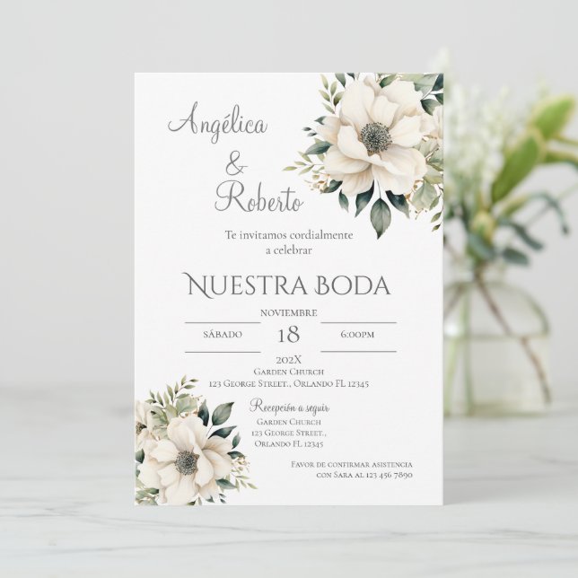 Boho - Convite De Casamento Espanhol (Em pé/Frente)