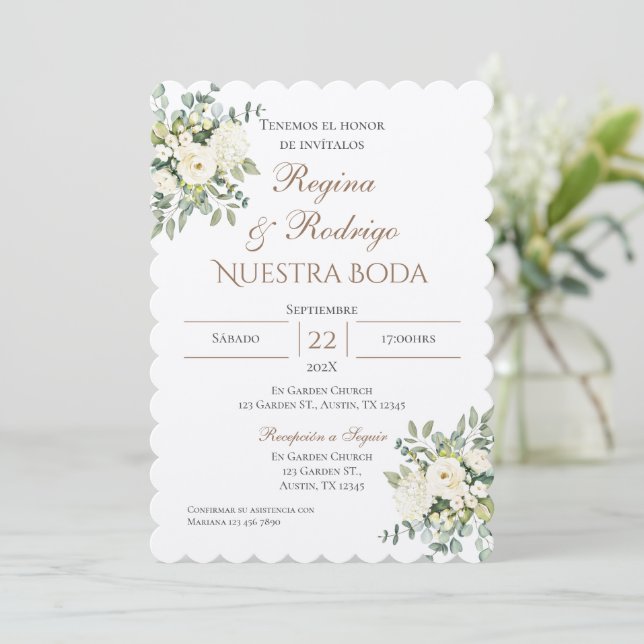 Boho - Convite De Casamento Espanhol (Em pé/Frente)