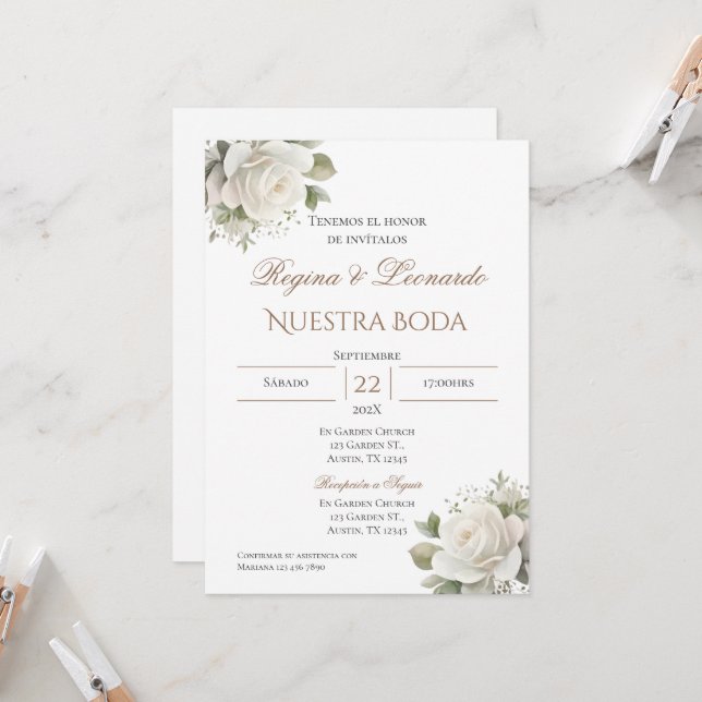 Boho - Convite De Casamento Espanhol (Frente/Verso In Situ)