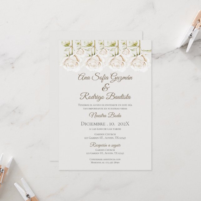 Boho - Convite De Casamento Espanhol (Frente/Verso In Situ)