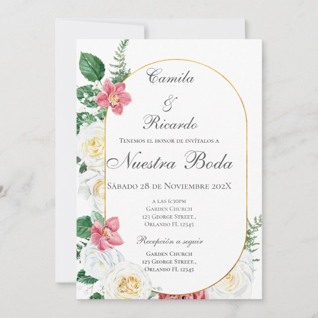 Boho - Convite De Casamento Espanhol (Frente)