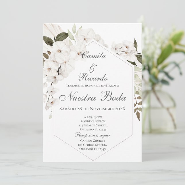 Boho - Convite De Casamento Espanhol (Em pé/Frente)