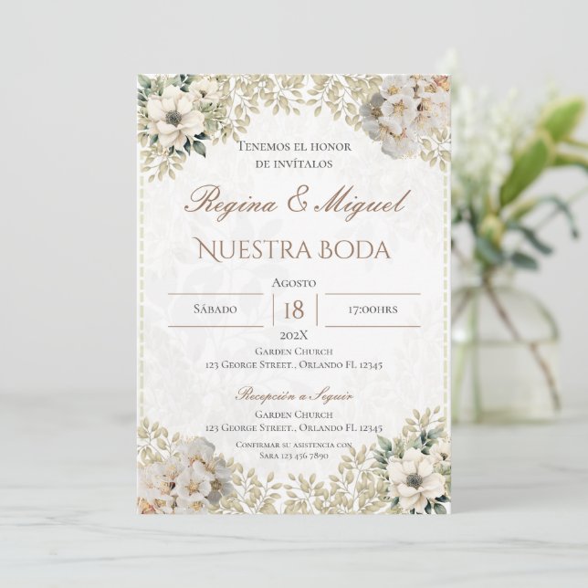 Boho - Convite De Casamento Espanhol (Em pé/Frente)
