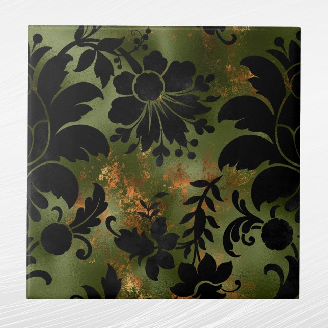 Boho Copper Black Green Floral (Criador carregado)