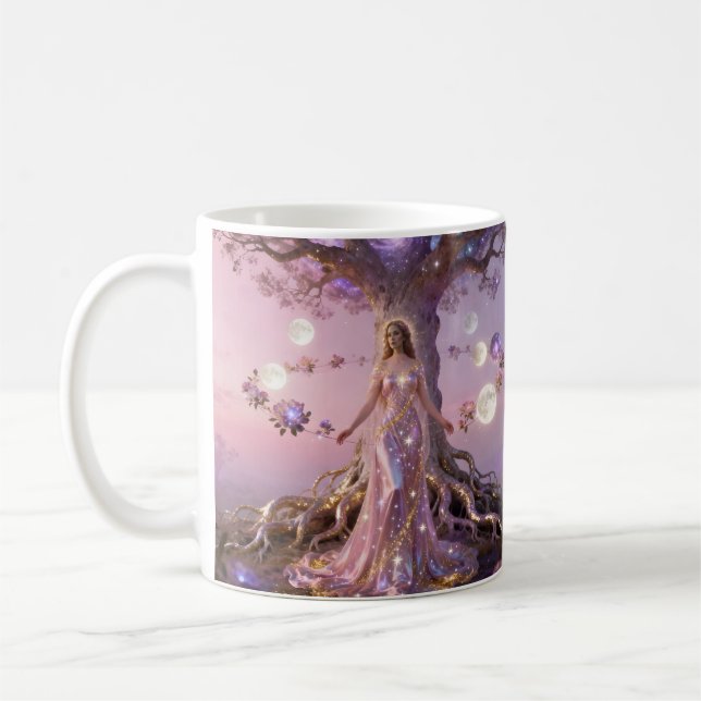 Boho Cosmic Bloom Rosa Xícaras de Café Feminino Et (Esquerda)