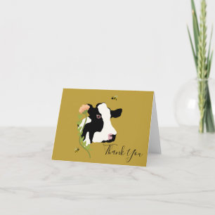 Boho Cow Obrigado Cartões