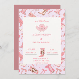 Boho Cowboy Boots Convite para Casamento Ocidental