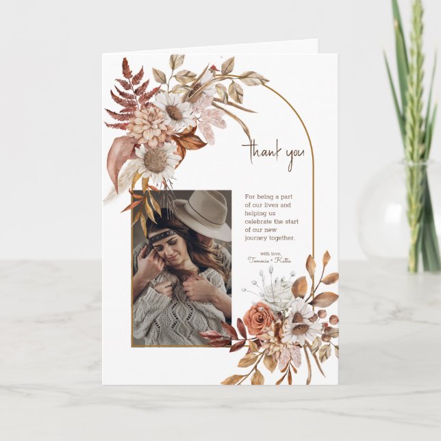 Boho Cowboy e Cartões de agradecimentos de casamen (Frente)