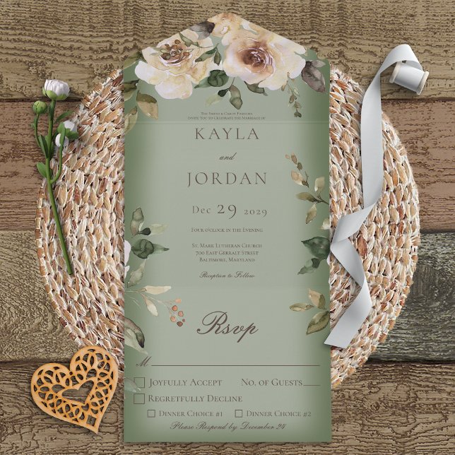 Boho Cream Rosa Sage Janto Verde (Criador carregado)