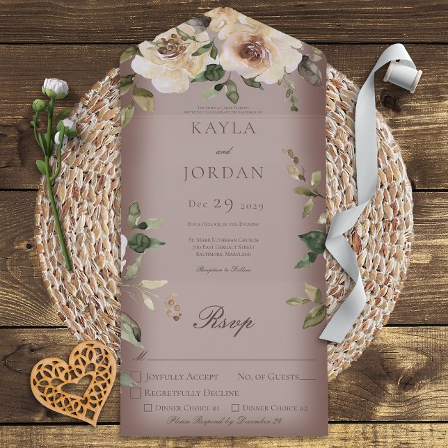 Boho Cream Rosas Brown Janto (Criador carregado)