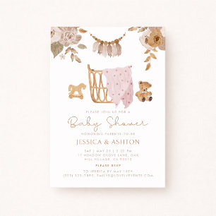Boho Crib e Chá de fraldas Floral Convite