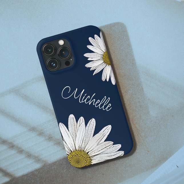 Boho Daisies Personalizado Marinho Floral Azul (Criador carregado)