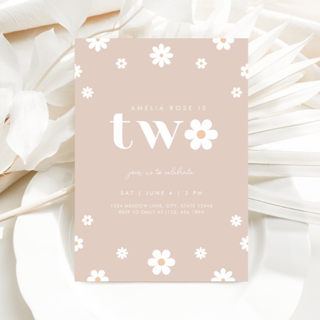 Boho Daisy Segundo Convite de Aniversário (Criador carregado)