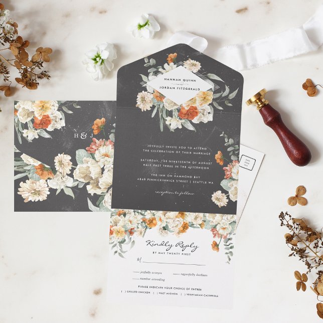 Boho Dark Floral Greenery Boho Casamento Botânico (Criador carregado)