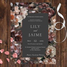 Boho Dark Peony Flowers Convite Moderno para Casam