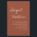 Boho de Orçamento Terracotta Convite Simples para<br><div class="desc">Orçamento Personalize este Boho Simples Elegante Terracotta Burnt Orange and White Na moda Convite com sua mensagem e detalhes com uma foto elegante no verso. Este convite minimalista inclui a tipografia da escrita à mão na moda com uma cor moderna para a celebração especial do dia do casamento.</div>