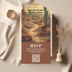 Boho Desert Cactus - Código QR de Casamento Ilustr