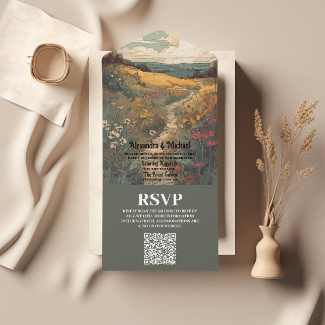 Boho Desert Cactus - Código QR de Casamento Ilustr (Criador carregado)