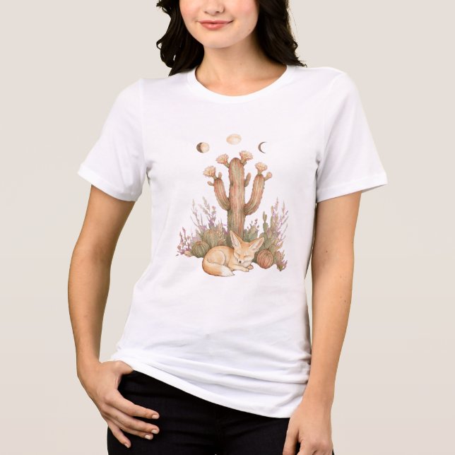 Boho Deserto Raposa Fennec Dormindo Sob Cacto Sagu (Frente)