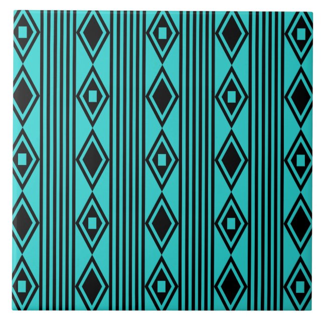 Boho Diamantes Stripes Turquesa Negra (Frente)