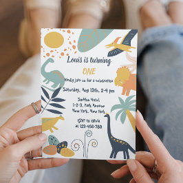 Boho Dinosaur Baby Convite de aniversário